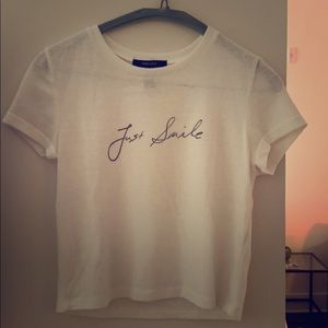 White “Just Smile” Soft Crop Top